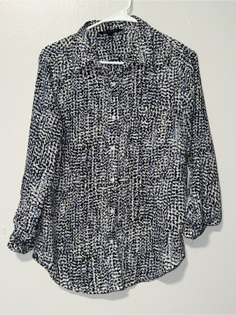 Zac & Rachel Navy and White Printed Button-Down Shirt